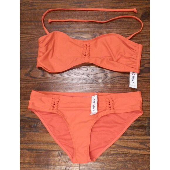 Old Navy Orange Two Piece Swimsuit Bikini Women's Size Large NWT - Picture 1 of 3